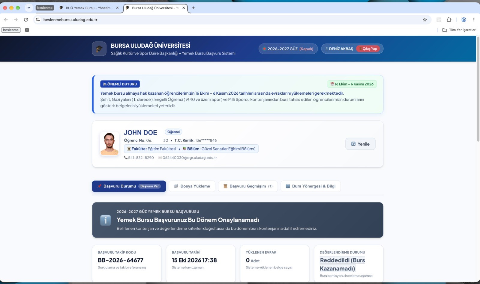 BESLENME BURSU ONLİNE BAŞVURU SİSTEMİ OTOMASYONU